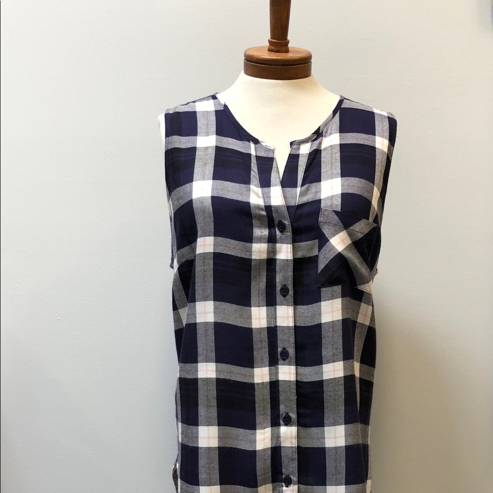 NWOT Cotton Sleeveless Plaid Top